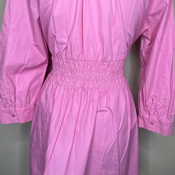 Zara Women's Cotton Poplin Pink Long Sleeve Shirt Dress Barbiecore Plus Sz XL - Picture 5 of 12